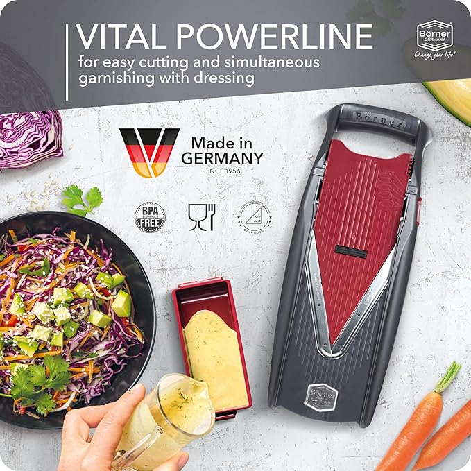 Börner by Reston Lloyd Mandoline Slicer Vital (Professional Set) • V-Slicer with 10 Cutting Styles & Safety Food Holder • Adjustable Kitchen Slicer & Dressing Function