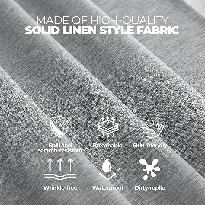 Faux Linen Square Tablecloth for Dining Room,Waterproof Texture Decorative Farmhouse Rustic Table Cloth for Indoor Outdoor Party Holiday Banquet Picnics Patio 52 x 52 Inch (Square),Cool Grey