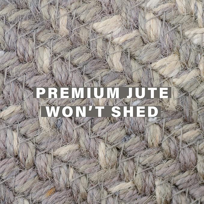 Homespice Grey Cloud Jute Braided Rugs 27x45 - Jute Country Kitchen Rugs for Farmhouse Decor