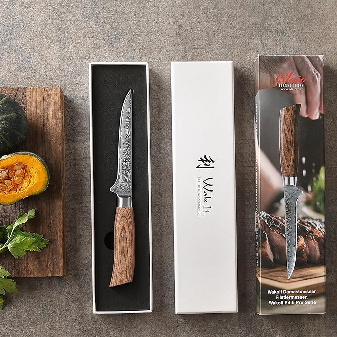 Wakoli EDIB Pro Damascus Meat Cleaver Knife – Japanese Style Kitchen Knife | 5.5-Inch Genuine Damascus Steel Blade with VG10 Core | Ergonomic Pakkawood Handle | Professional Cooking Tool in Gift Box