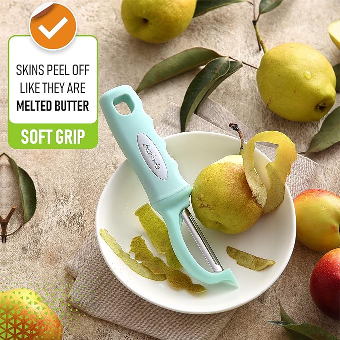 Spring Chef Stainless Steel Premium Swivel Peeler & Handheld Zester/Fine Grater - 2 Product Bundle - Mint