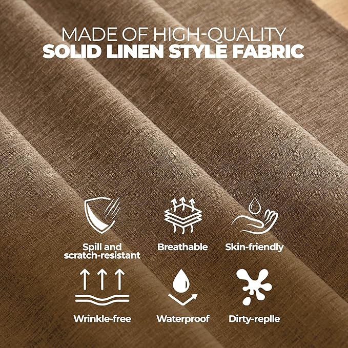 Waterproof Round Tablecloth for Round Dining Table, Decorative Rustic Soft Wipeable Table Cloths Cover Indoor Outdoor Use for Holiday,Wedding, Kitchen (70 Inch,Round (4-6 Seats),Coffee)