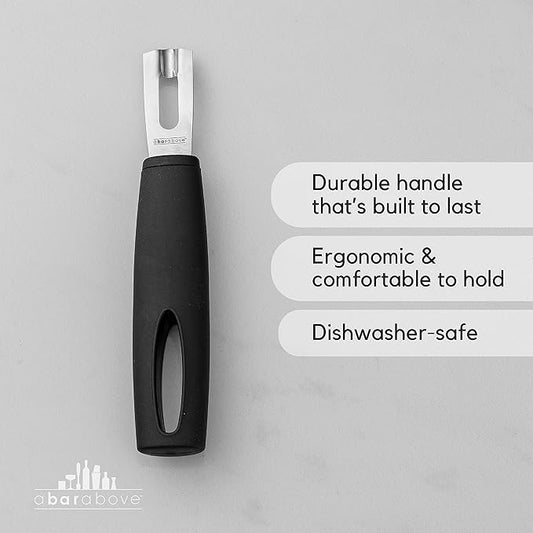 A Bar Above White Handle Stainless Steel Channel Knife, Professional Garnish Peeler for Citrus, Cocktail Zester and Kitchen Tool for Chefs, Bartenders, and Home Entertaining