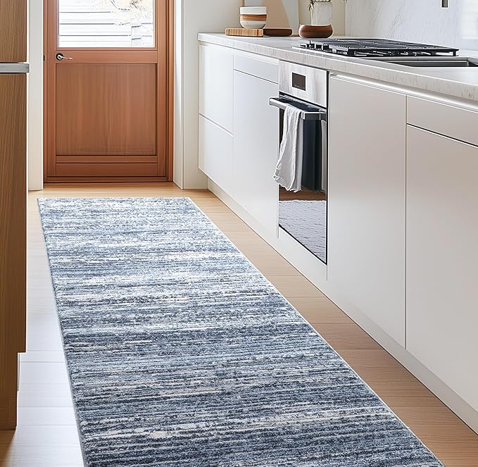 Well Woven Custom Size Hallway & Stair Runner- Harlow Delphi Taupe 27 Inches Wide x 35 Feet Long Runner (27" x 35') Runner Rug - Modern Stripes Pattern, Ultra-Soft, Easy-Clean