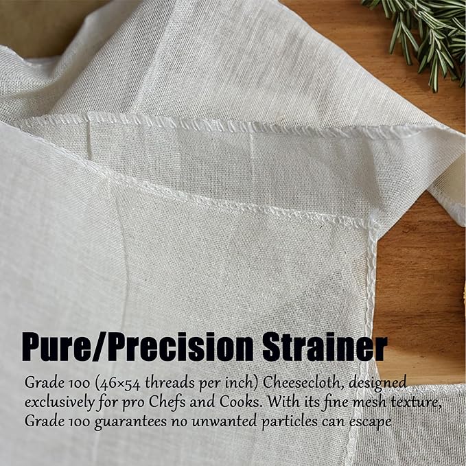 Precut Cheesecloth, 20x20 Inch Grade 100 Cotton, 6 Pack Unbleached Muslin Straining Cloth for Cooking, Juicing, Cheese Making- Food Strainers