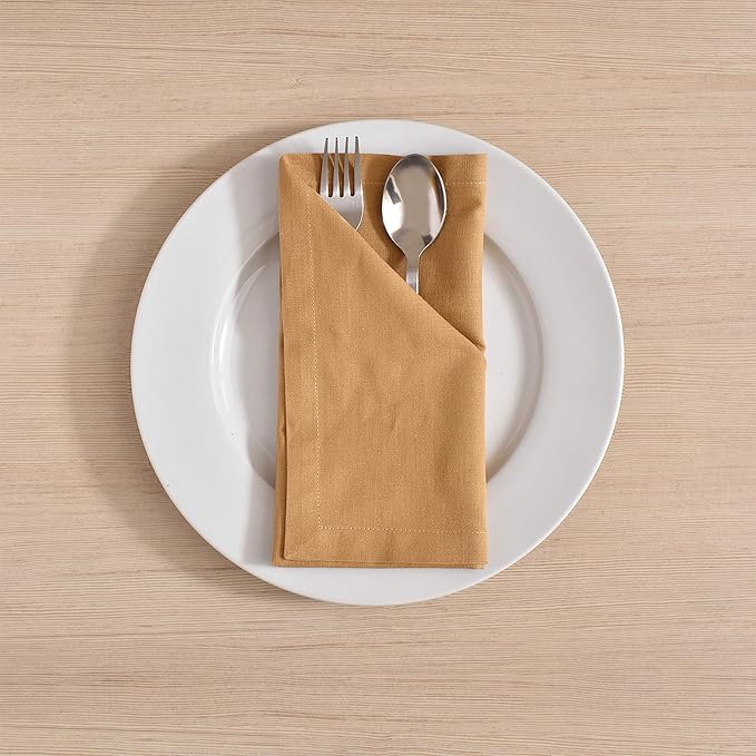 Fingercraft Cloth Napkins, Cotton Linen Blend,12 Pack Easter Special,Beige Premium Quality, Mitered Corners for Restaurant Home Every Day Use Napkins are Pre Shrunk and Good Absorbency Khaki Beige