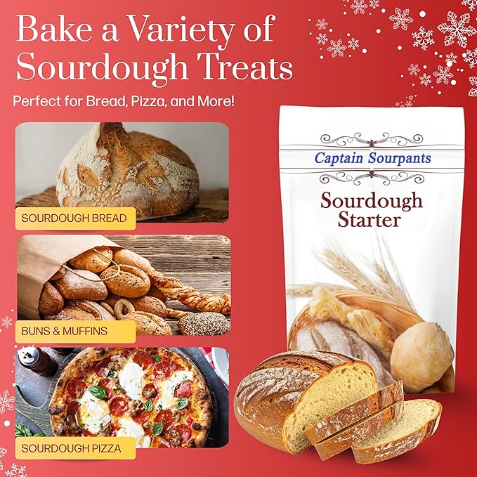 Mature Sourdough Starter Culture – 100+ Years Old Dehydrated Sourdough Starter Kit for Delicious Homemade Sourdough Bread – All-Natural and Healthy - Beginner Friendly, Fast reactivation and Expert Support