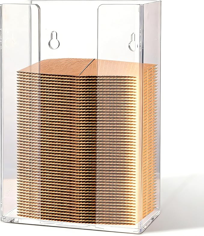 Coffee Cup Sleeve Organizer Rack-Acrylic Coffee Collar Holder Storage for Disposable Kraft Paper Cup Sleeves,Coffee Shop/Home/Kitchen Organization,Countertop or Wall Mount(Clear)