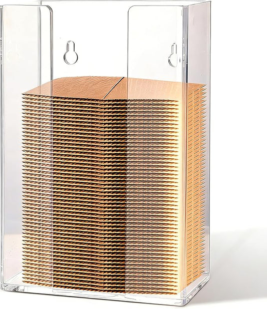 Coffee Cup Sleeve Organizer Rack-Acrylic Coffee Collar Holder Storage for Disposable Kraft Paper Cup Sleeves,Coffee Shop/Home/Kitchen Organization,Countertop or Wall Mount(Clear)