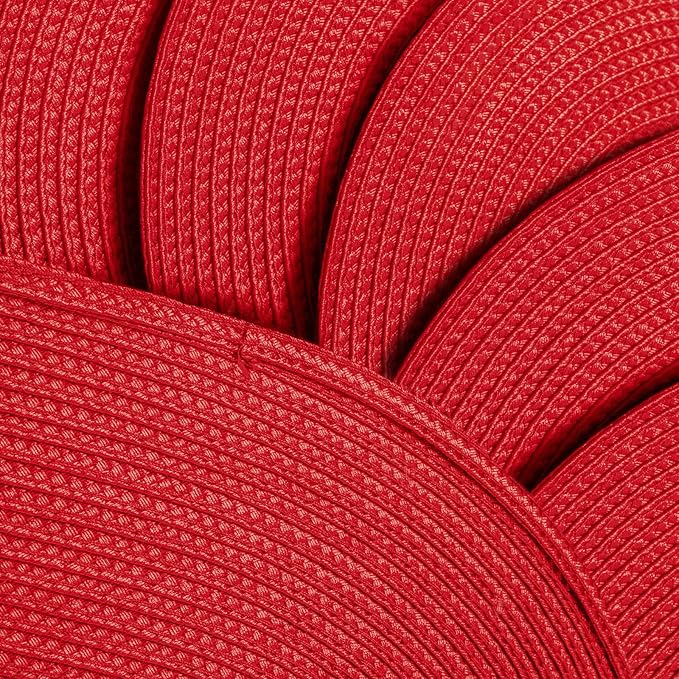 AHHFSMEI Placemats Set of 6 for Dining Table Washable Woven Non-Slip 18x12 inches Placemat Heat-Resistant Durable Table Mats for Dining Table Easy to Clean (Oval red, 6)