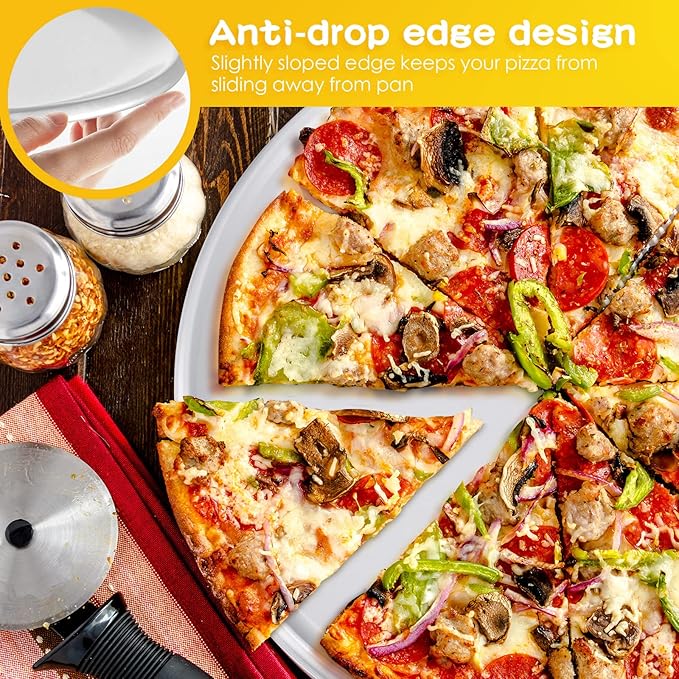 Rtteri 12 Pcs Pizza Pan Bulk Restaurant Aluminum Pizza Pan Set Round Pie Cake Plate Rust Free Cake Tray for Oven Baking Home Kitchen Restaurant Easy Clean (10 Inch)