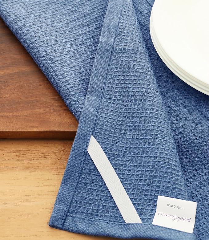 PurpleEssences Waffle Weave Kitchen Towel, 100% Cotton 15x25 Inches, with Hanging Loop Soft Absorbent Quick Drying Dish Cloth, Tea and Hand Towels, 6 Pack - Christmas Holiday Winter - Smoky Grey