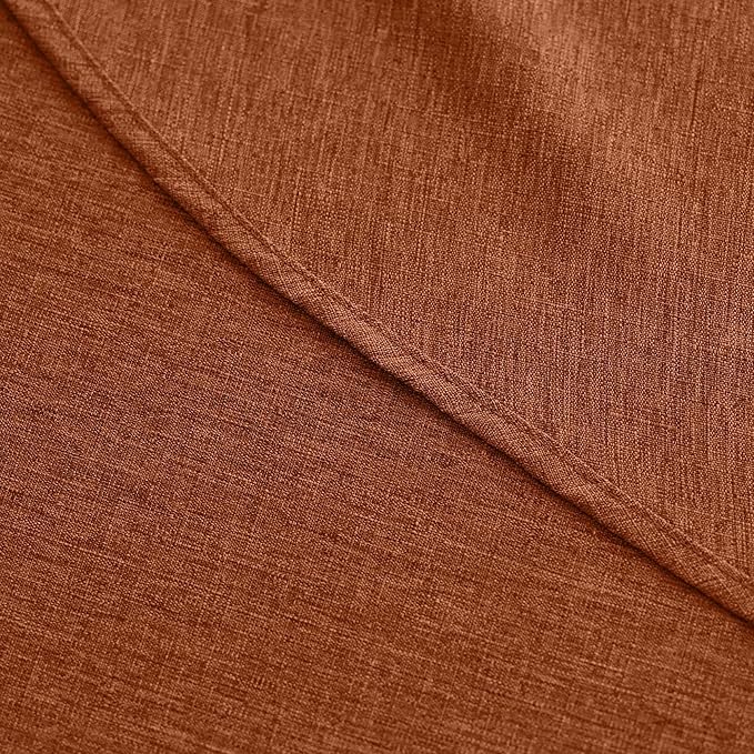 Fall Farmhouse Round Table Cloth for Indoor/Outdoor, Harvest Thanksgiving Faux Linen Washable Tablecloth Cover for Party Dining & Kitchen Table Decor (60 Inch,Round (2-4 Seats),Burnt Orange)
