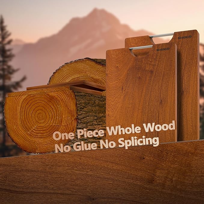 Brosisincorp Real Solid Sapele Cutting Board One Piece No Glue Non Toxic All Whole Single Wood Butcher Block Thick Hard Wood Heavy Duty Edge Grain (Small,14.17"L*9.45"W*0.98"Th)