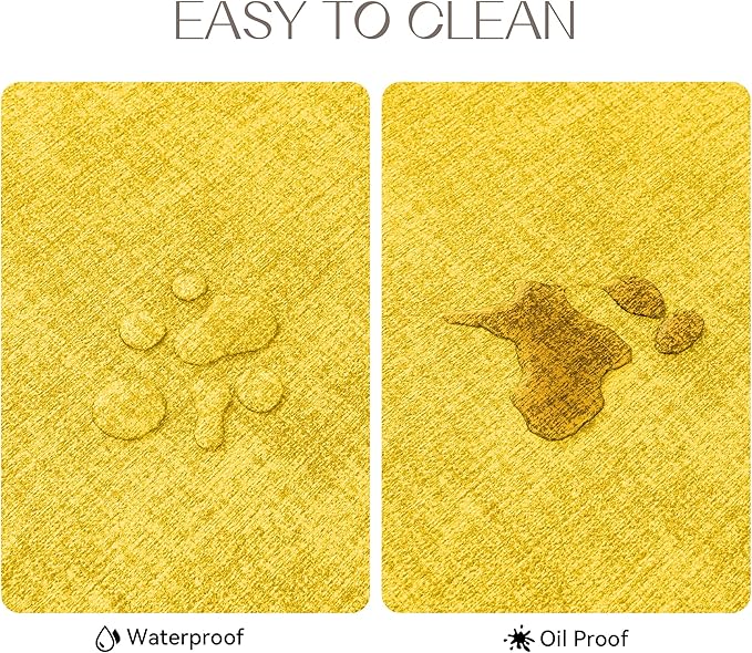 Romanstile Vinyl Placemats Set of 6-12 X 17 Inch - Heat Resistant Place Mats 100% Waterproof Oilproof Wipeable Reversible Faux Leather Table Mats for Kitchen, Dining, Party, Outdoor, Yellow