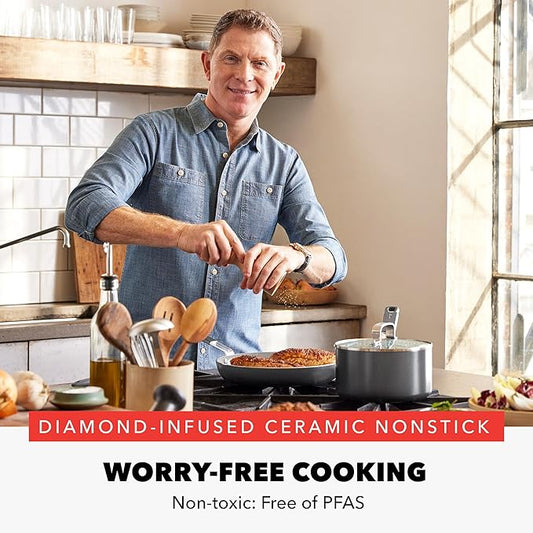 GreenPan x Bobby Flay 18" x 11" Nonstick Double Burner Griddle, PFAS-Free Ceramic Double Stovetop Skillet, Stainless Steel Handles, Dual-Use Cooking, Easy Clean Dishwasher & Oven Safe Pan, Gray