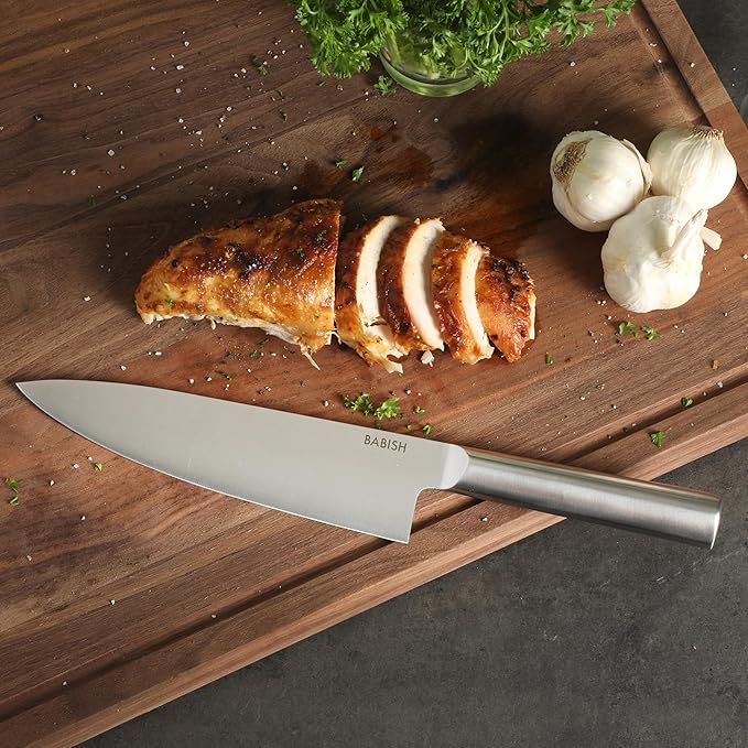 Babish 8-Inch Chef Knife – High-Carbon 1.4116 German Steel Kitchen Knife, Full-Tang Razor Sharp Chef’s Blade for Chopping, Slicing, Dicing & Everyday Prep
