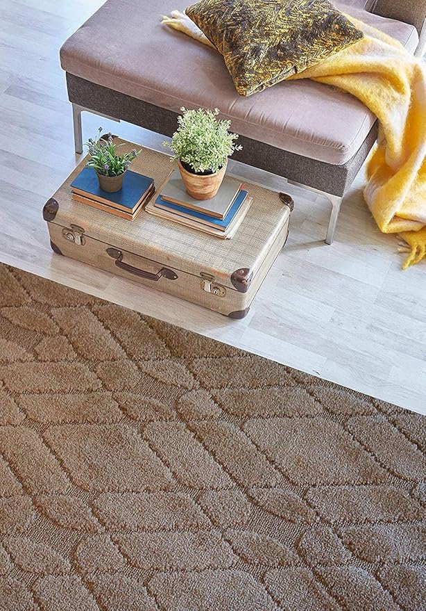 Custom Size Hallway Runner Rug Trellis Brown Color 31 inch Wide Select Your Length Non-Slip (Skid Resistance) Rubber Backing 18 feet x 31 inch (Color Options Available)