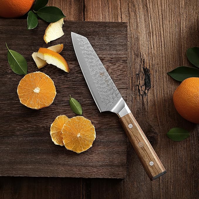 Wakoli Oribu Kiritsuke Small Chef's Knife – Full Tang Kitchen Knife | 6-Inch Blade Made of 67-Layer Damascus Steel with AUS-10 Core | Ergonomic Olive Wood Handle | Professional & Durable