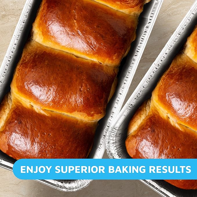 MontoPack Aluminum Disposable Loaf Pans | Deep Standard Size 6" x 3.5" Extra Thick Foil Bread Containers for Baking, Food Storage & Takeout | Eco-Friendly & Recyclable | Bulk 50-Pack 2 Pound Trays