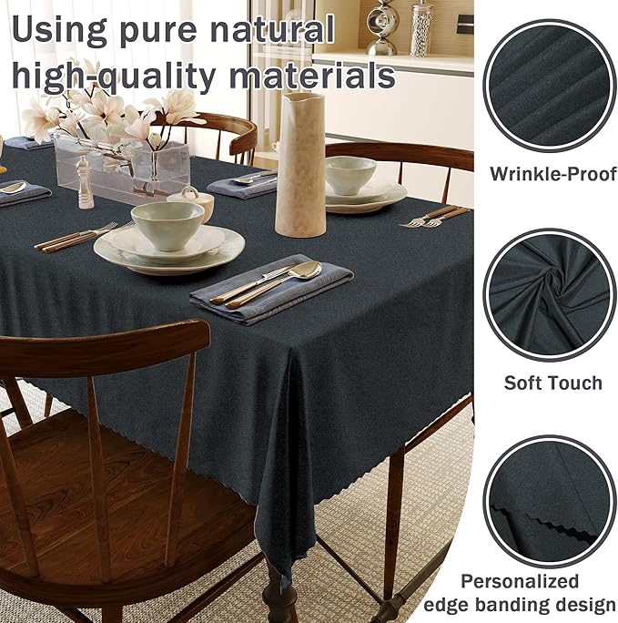 HX&OD Rectangular Tablecloth Cationic Fabric Waterproof Stain Resistant Wrinkle-Resistant for Home/Decoration/Party/Buffet/Wedding/Dining Room/Camping