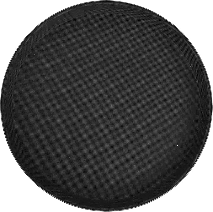 Winco Round Fiberglass Tray with Non-Slip Surface, 11-Inch, Black