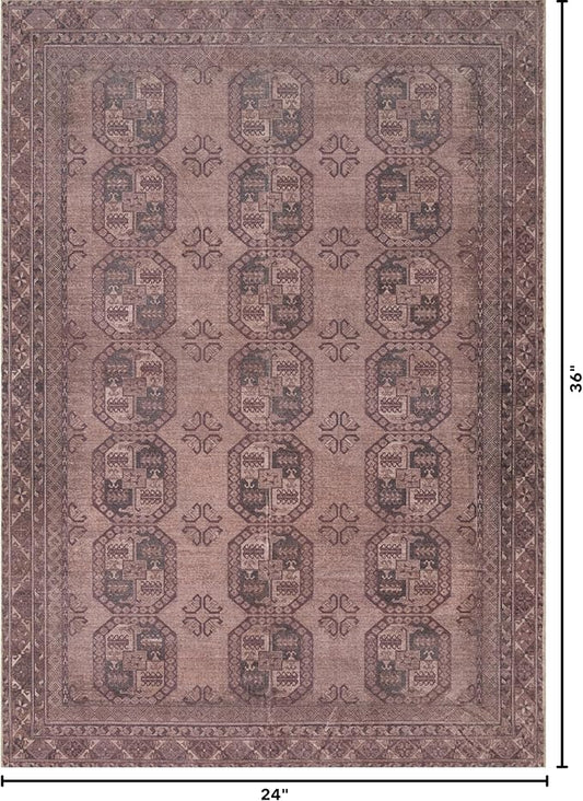 Kuden 2x3 Small Rug, Machine Washable, Non-Slip Backing, Vintage Style, Soft, Low Pile, Area Rugs for Entryway Kitchen Indoor Entrance
