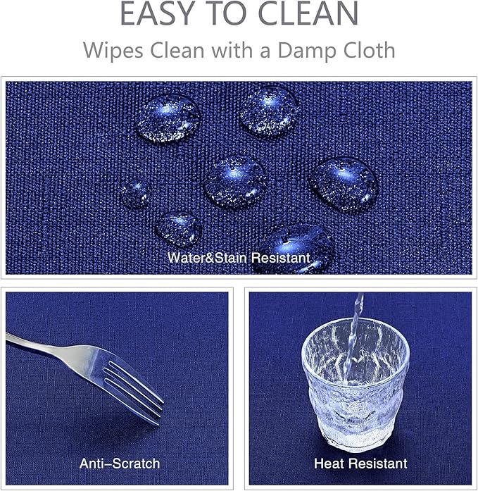 Rectangle Tablecloth Waterproof 60x104 inch Linen Textured Table Cloth Stain and Wrinkle Resistant Washable, Decorative Fabric Table Cover for Dining, Party and Camping, Royal Blue