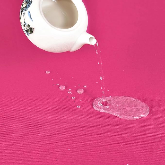 MEANMOY Hot Pink 210 GSM Water & Stain Resistant Round Tablecloth for Circle Table - Solid 70 Inch Fuchsia Table Cloth Cover in Wrinkle Free Durable Washable Polyester Fabric for Party, Banquet