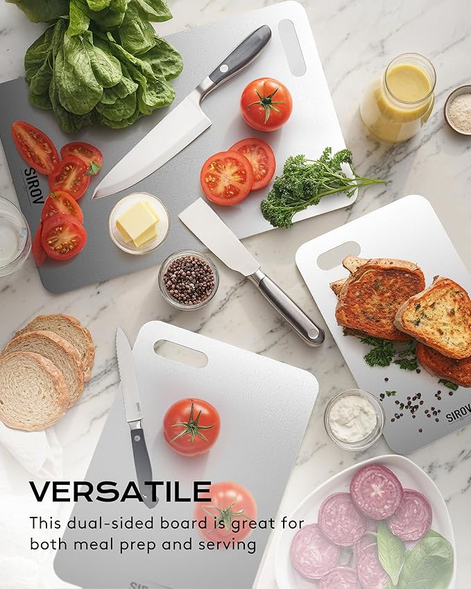 Titanium Cutting Board, 100% Pure Titanium Cutting Boards For Kitchen, Best Non Toxic chopping board, Dishwasher safe, Hygiene and Durability for Meat, Fruit, and Vegetables (3 PCS)