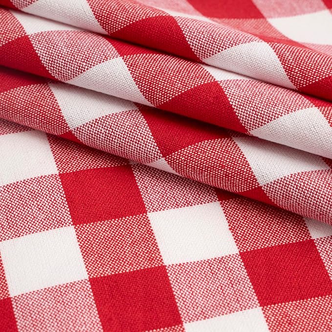Blue Needles Gingham Buffalo Plaid Cloth Napkins 100% Cotton Set of 12 Dinner Table Napkins 18x18 inch Soft, Reusable, Washable Perfect for Valentine's Day Parties & Everyday Use - Red & White