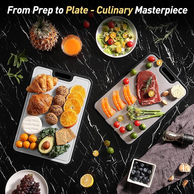 2 in 1 Pure Titanium Cutting Boards for Kitchen Chopping Board with Handle Large Big Small Kitchen Meat Butcher Block Not Stainless Steel Wood Bamboo Glass Rubber Plastic Silicone Acrylic Teak Sink