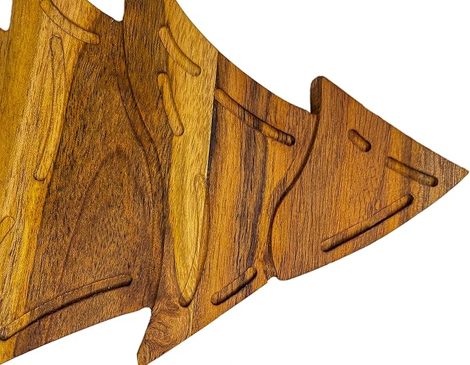 Treen Art Wood Cutting Board for Kitchen Christmas Wave Tree Shaped Wooden Cutting Board with Handle & Grooves, Decorative cutting board for Cheese and Charcuterie Serving Platter 14"L x 10"W