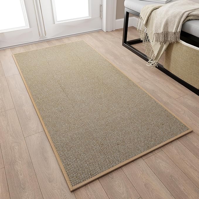Kitchen Rug, Rubber Non Slip Kitchen Rugs Washable, Absorbent Runner Mat for Floor, Machine Washable Standing Mats for in Front of Sink, Door, Laundry, Entryway, Hallway (Brown, 71" × 35.5")