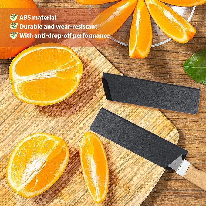 KAKUPPA 2 Pcs 6" Knife Sheath and Guard Cover, Protective Chef Knife Blade Cover for Kitchen Storage and Travel, Black ABS Plastic Waterproof Knife Edge Protector