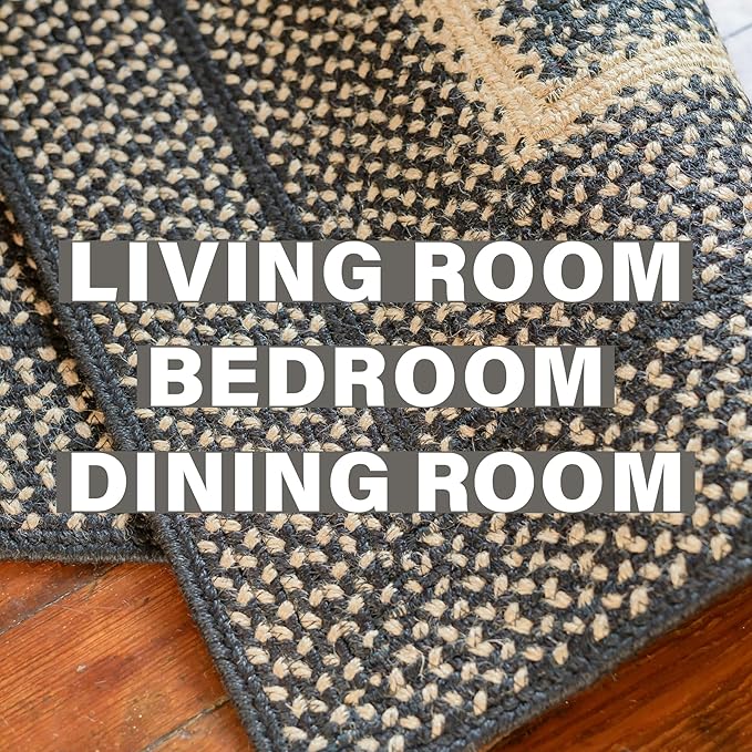 Homespice Manchester Braided Oval Rugs 4x6' - Small Braided Area Rugs for Country Decor, Durable No Shed Jute for Low Maintenance
