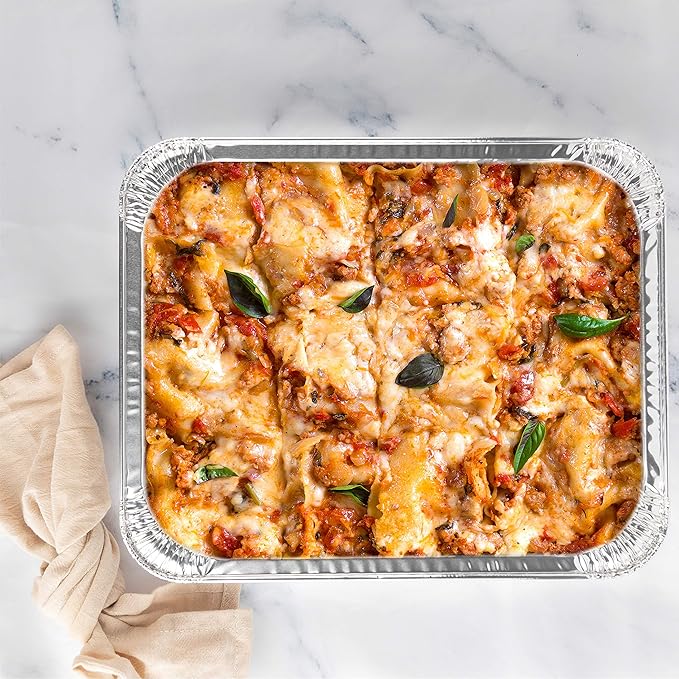 PLASTICPRO Disposable 9 x 13 Aluminum Foil Pans Heavy Weight Half Size Deep Steam Table Bakeware - Cookware Perfect for Baking Cakes, Bread, Meatloaf, Lasagna (100)