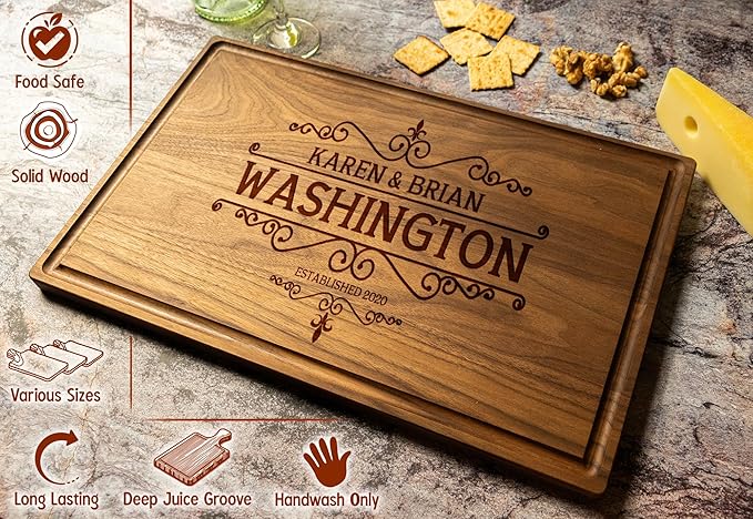 Custom Engraved Wood Cutting Boards, Customized Gift For Anniversaries, Couples, New Homeowners, Friends, Retirements, A Gift Idea For Christmas and Holidays