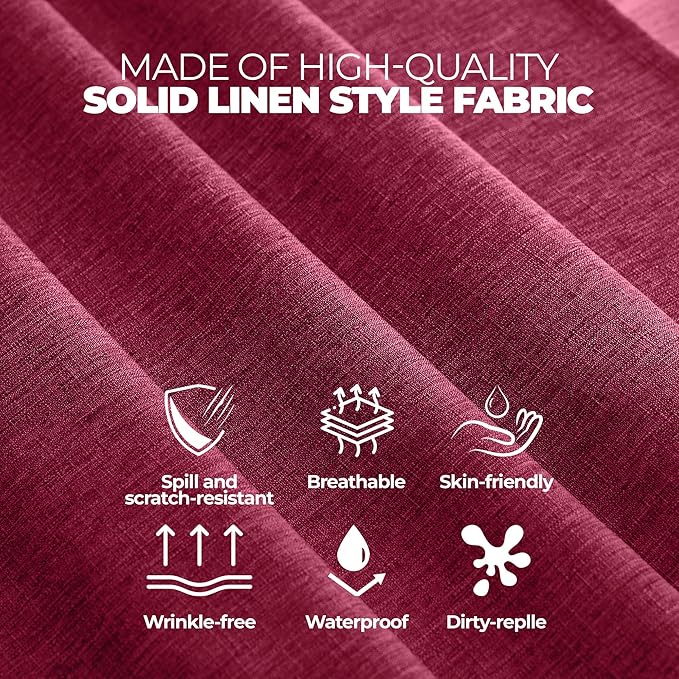 Christmas Christmas Red Waterproof Round Table Cloth for Round,Decorative Farmhouse Tablecloths Table Cover for Holiday,Banquet,Dining& Kitchen (70 Inch,Round (4-6 Seats,Burgundy)