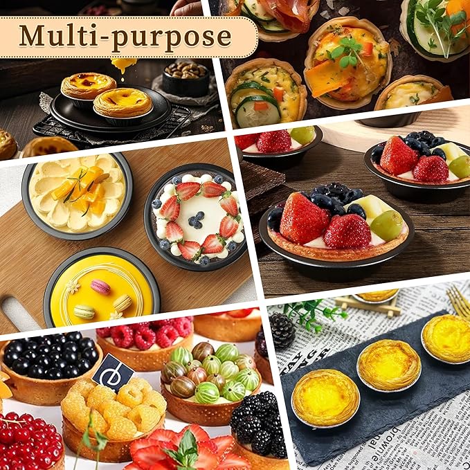 4Inch Mini Pie Pans Pie Plates Mini Tart Pans for Baking Round Bakeware Set for Baking Dessert Set of 5- Black