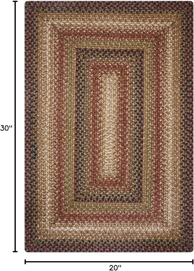 Homespice Gingerbread Braided Rug 20x30 - Jute Braided Kitchen Rugs for Country, Primitve Decor, Reversible, Pet-Friendly, Durable & Easy to Maintain