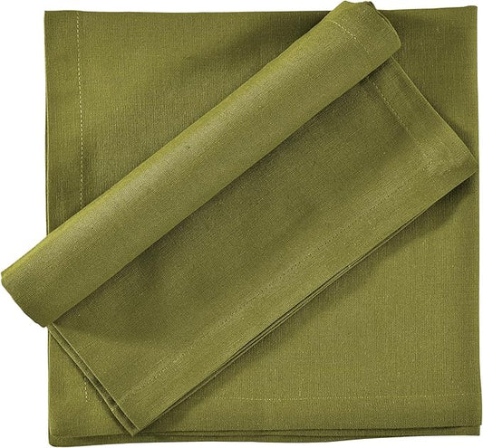 FINGERCRAFT Dinner Cloth Napkins, Cotton Linen Blend Mitered Corner Napkins Cloth 4 Pack Natural Premium Quality for Every Day Use, Parties, Easter, Thanksgiving, Weddings, 18x18 inch Olive Green