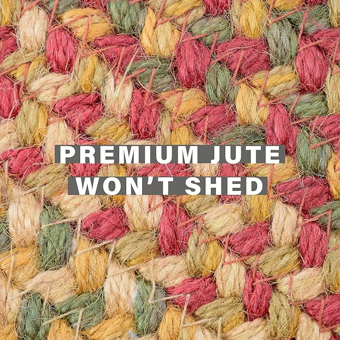 Oval Jute Braided Rug – All Natural Fiber 4' x 6' Area Rug, Made With Natural Jute Twine – A Reversible Rug for Rustic Home Décor – Homespice Cider Barn Oval Jute Rug 4' x 6'