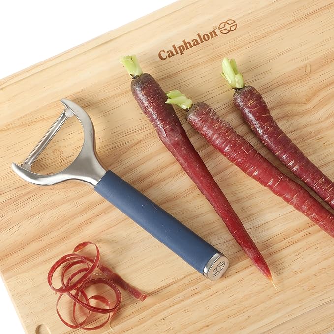 Calphalon Edge Stainless Steel Y Vegetable Peeler w/Thermoplastic Rubber Handle - Navy Blue