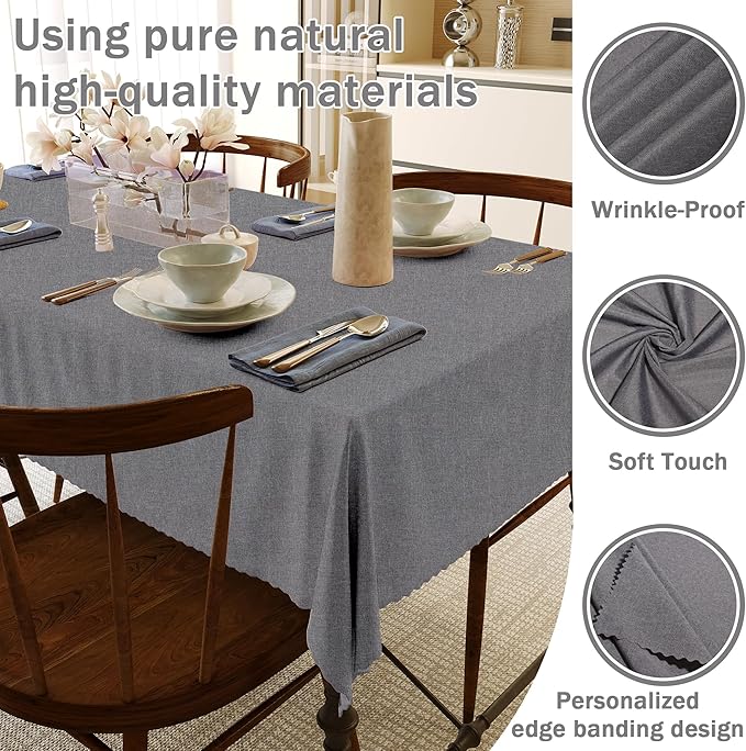 HX&OD Rectangular Tablecloth Cationic Fabric Waterproof Stain Resistant Wrinkle-Resistant for Home/Decoration/Party/Buffet/Wedding/Dining Room/Camping