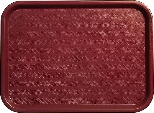 Carlisle FoodService Products Fast Food Cafeteria Tray 12" x 16", Durable Polypropylene Food Tray with Slip-Resistant Surface, Stackable for Cafes and Schools, BPA-Free, Burgundy (Pack of 24)