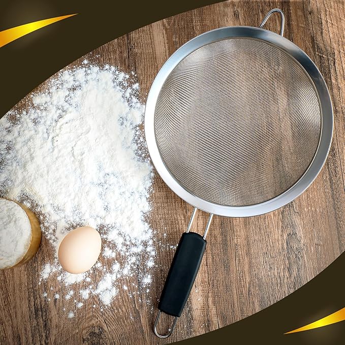 Set of 3 Fine Mesh Strainers for Kitchen | 3.4 inch, 5.5 inch and 7.9 inch Stainless Steel Strainer