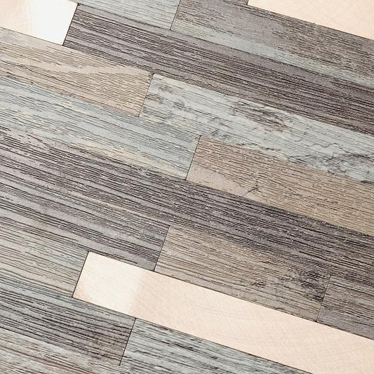 Yipscazo 2 Sheets Peel and Stick Stone Metal Backsplash Tiles, PVC Wall Tiles Stick on Backsplash for Kitchen, Bathroom (6'' X 12'', Rustic Wood)