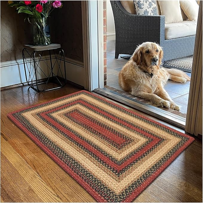 Homespice Highland Small Braided Rug 20x30 - A Multicolor Jute Kitchen Rug for Country Decor