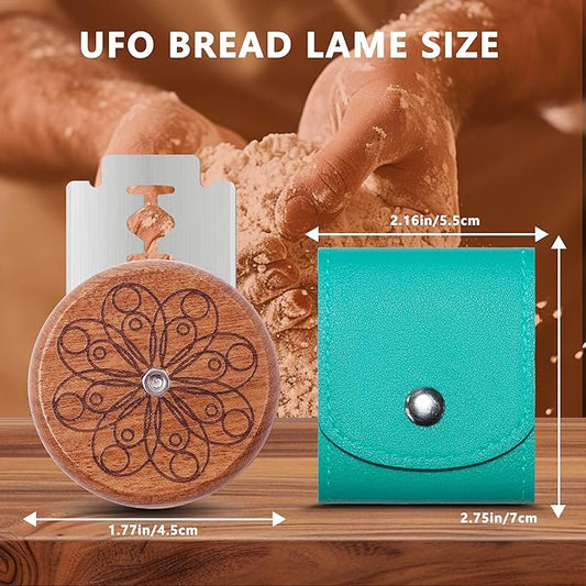 UFO Bread Lame Cutter for Homemade Sourdough,Bread Scorer Tool for Sourdough with 5 Blades and Case,Slashing Tool Bread Cutting Knife for Artisan Bread and Baguette Makers,Circle-teal